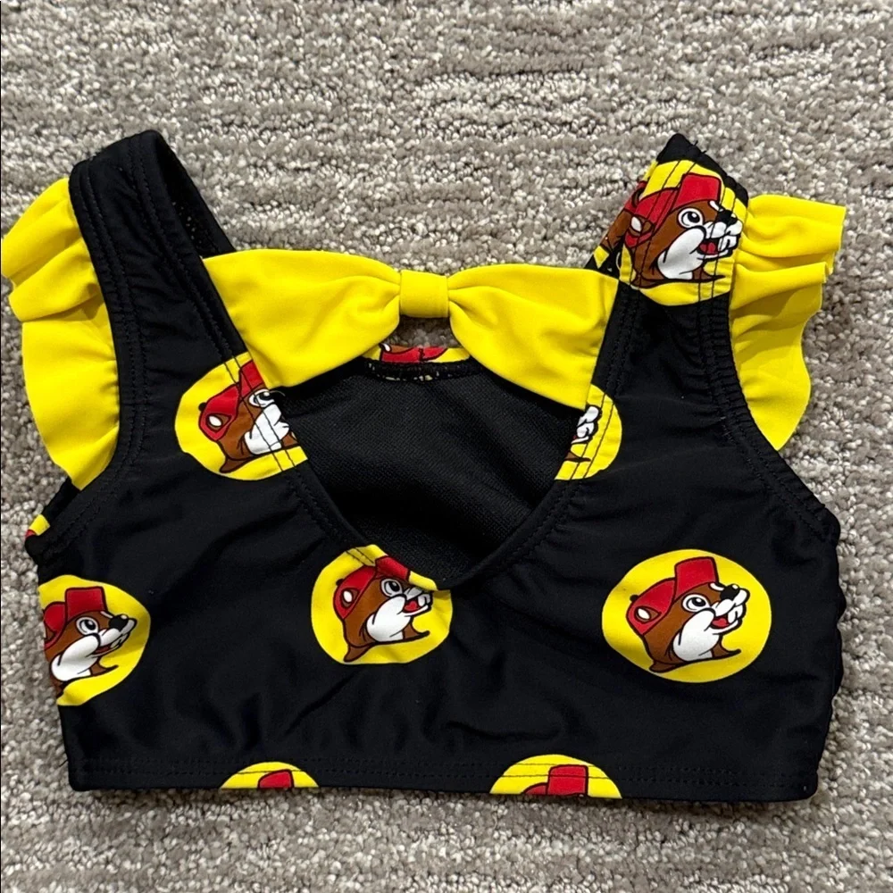 BUC-EE's Black Red Yellow Print Infant Bikini Swimsuit Top Size 9M-12M